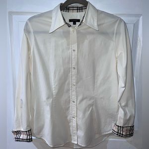 Burberry white button down top shirt nova check print size M